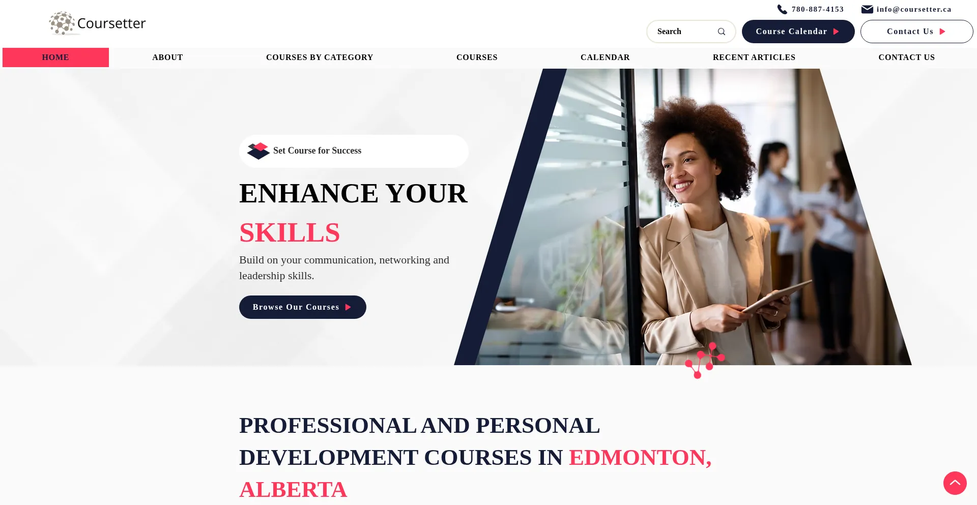 Website screenshot of Coursetter.ca