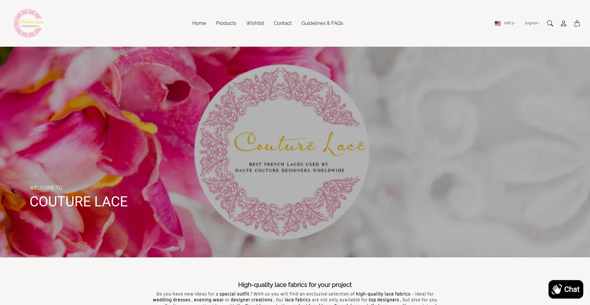 Website screenshot of Couture-lace.de