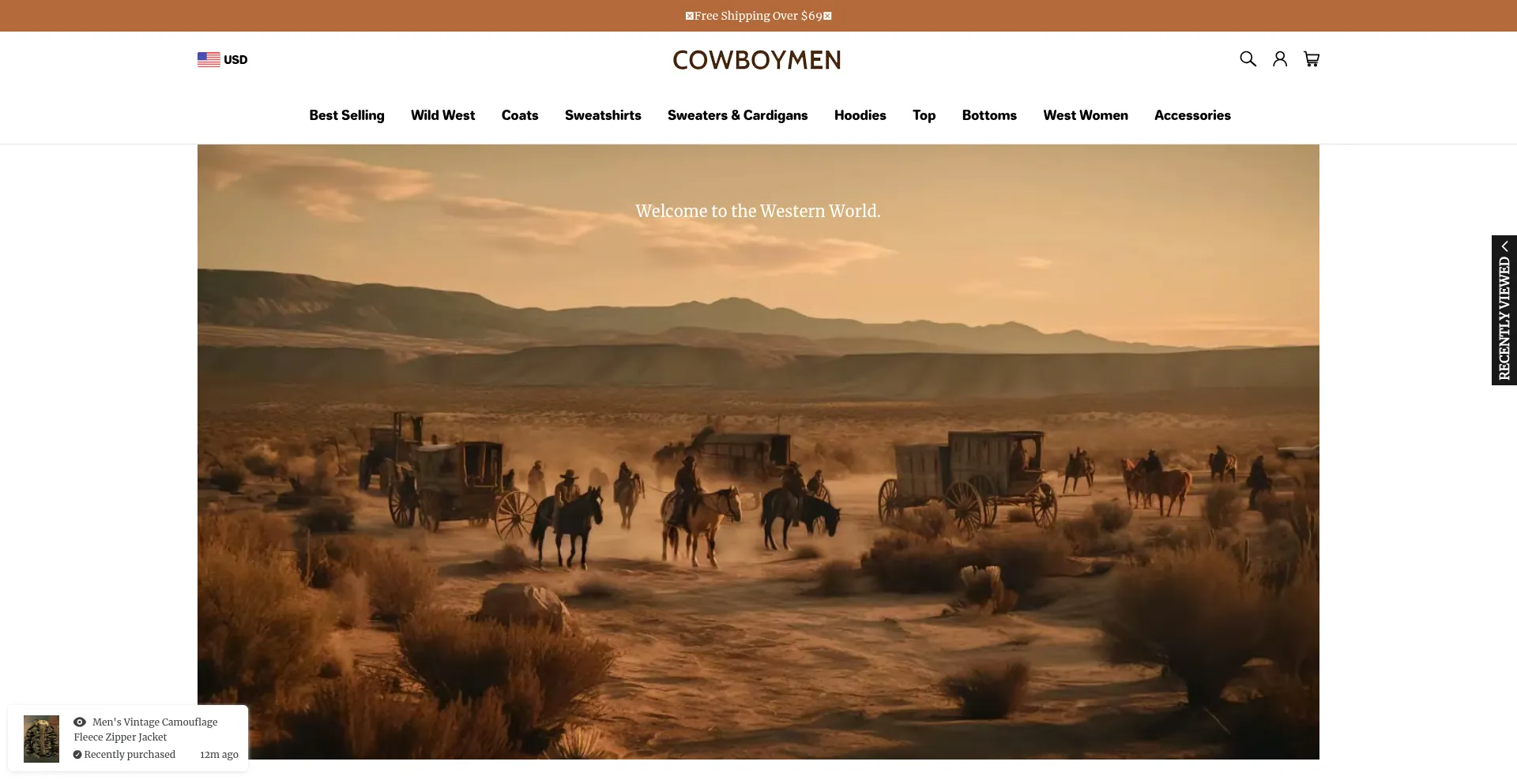 Website screenshot of Cowboymen.com