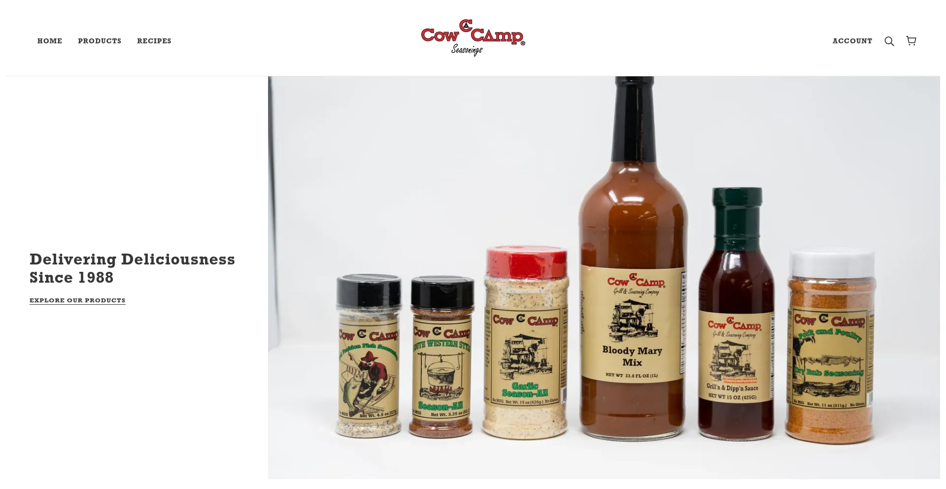 Website screenshot of Cowcampseasonings.com