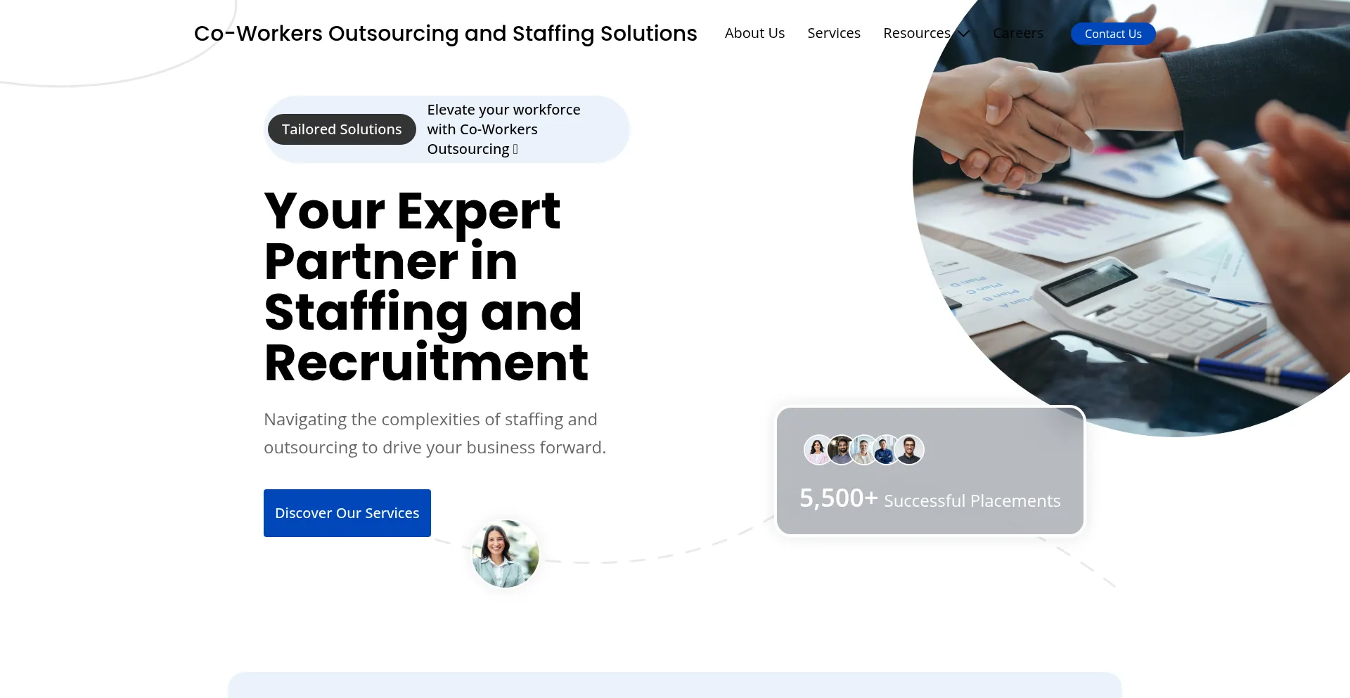 Website screenshot of Coworkersoutsourcing.online