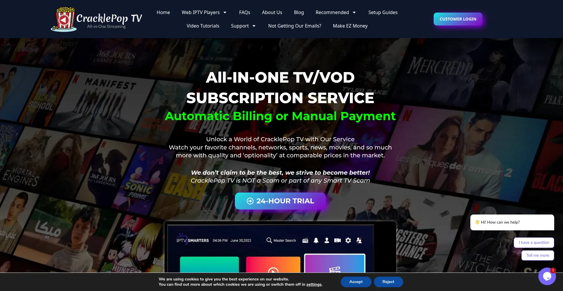 Website screenshot of Cracklepoptv.com