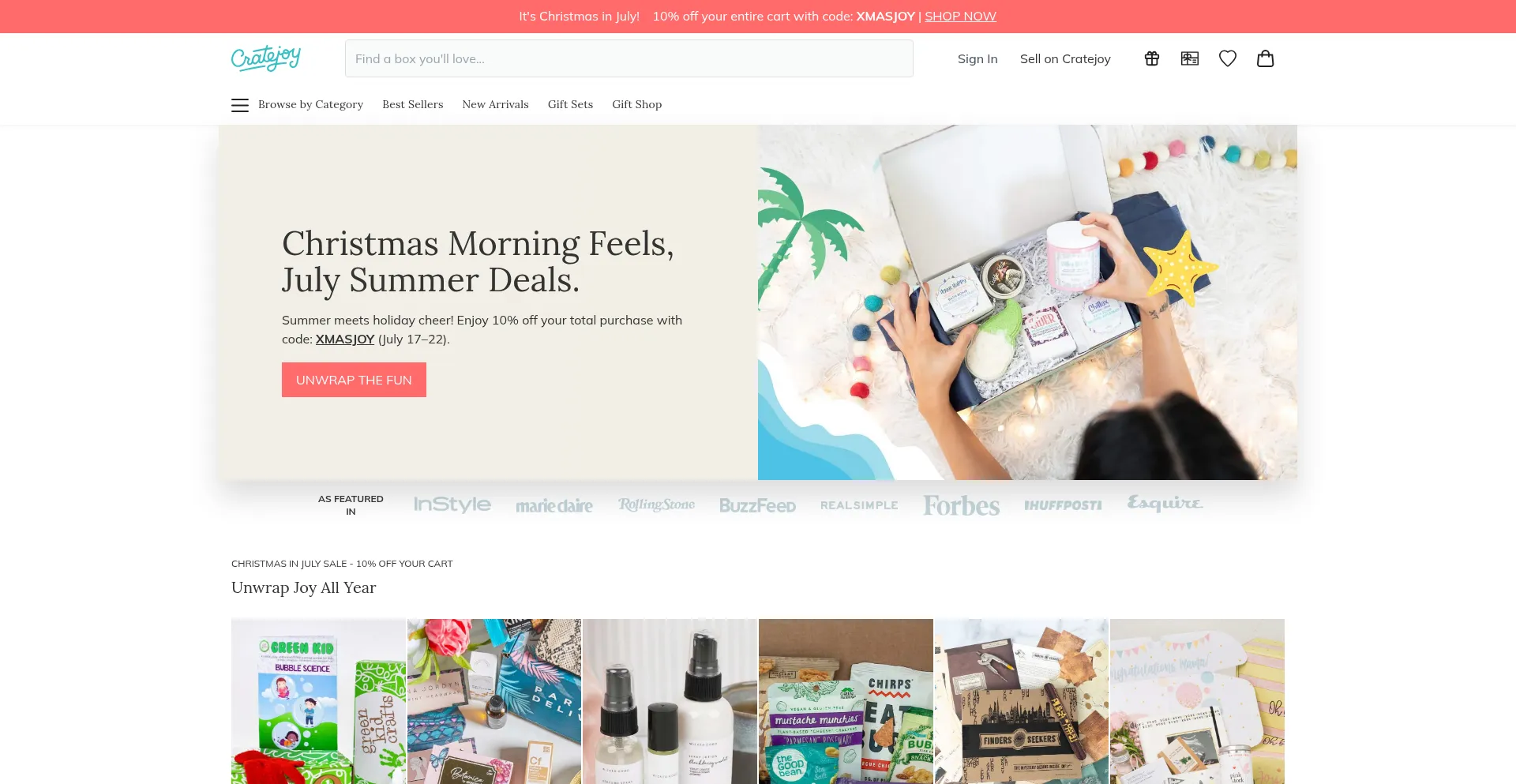 Website screenshot of Cratejoy.com