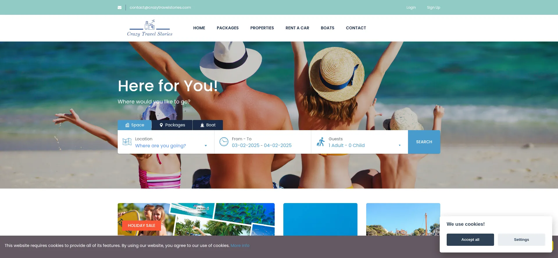 Website screenshot of Crazytravelstories.com