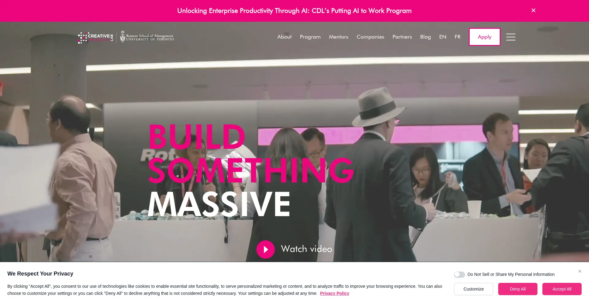 Website screenshot of Creativedestructionlab.com