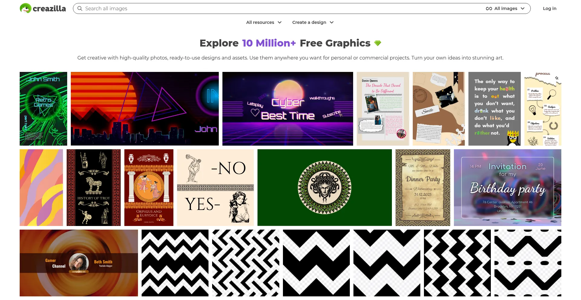 Website screenshot of Creazilla.com