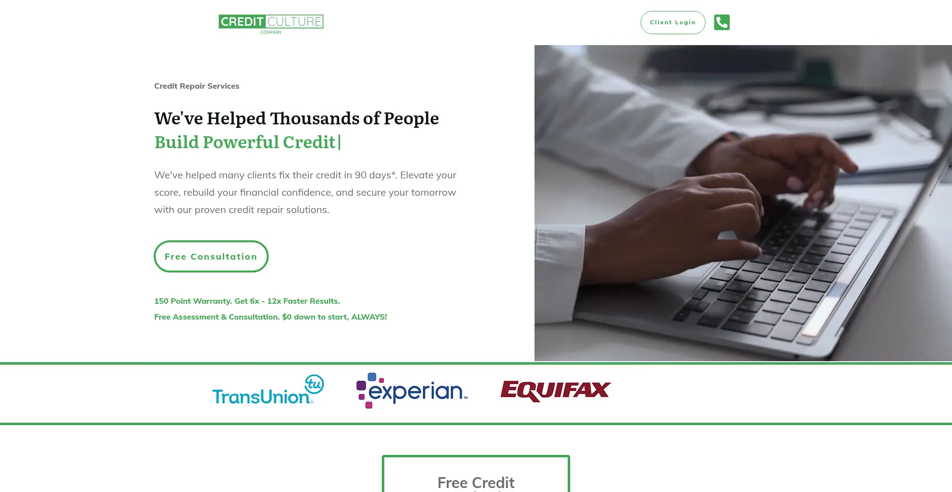 Website screenshot of Creditculturecompany.com