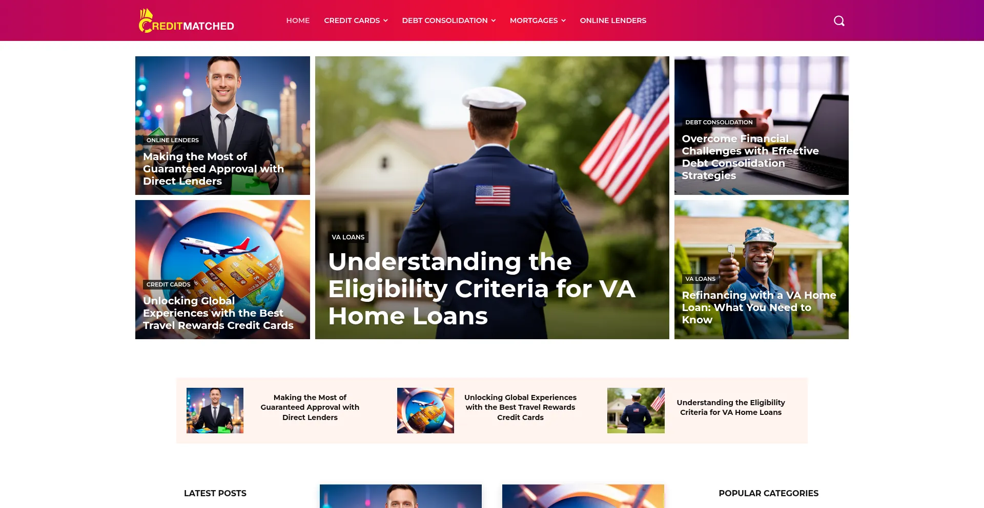 Website screenshot of Creditmatched.com