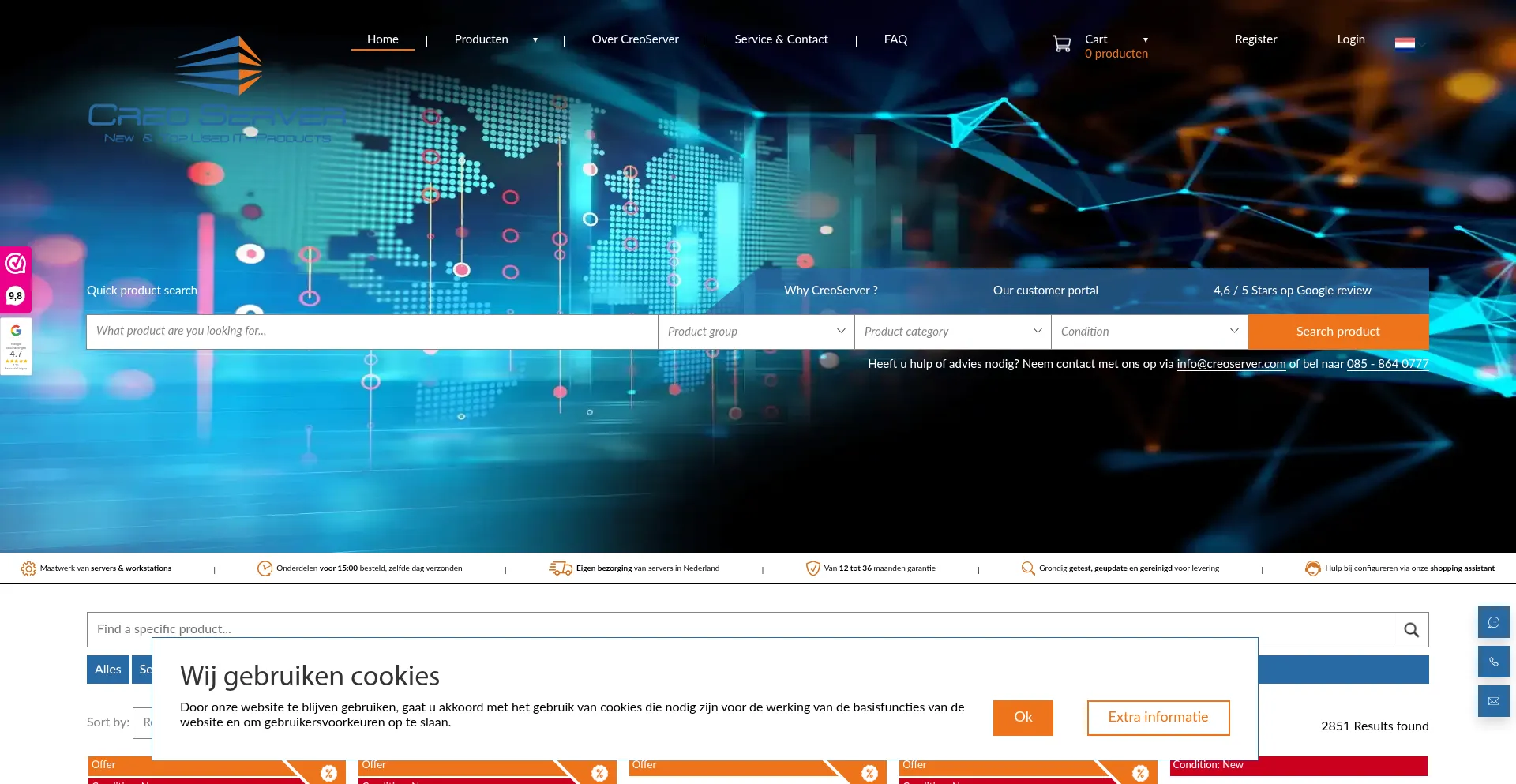 Website screenshot of Creoserver.com