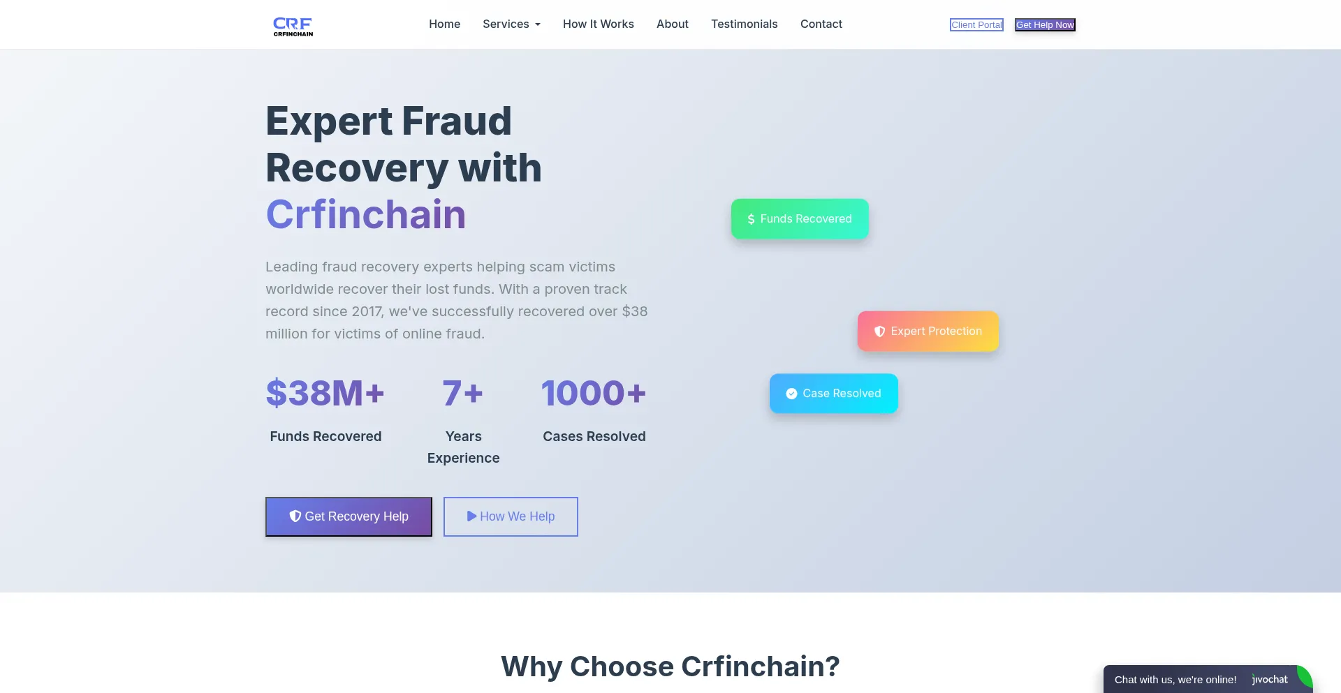 Website screenshot of Crfinchain.com