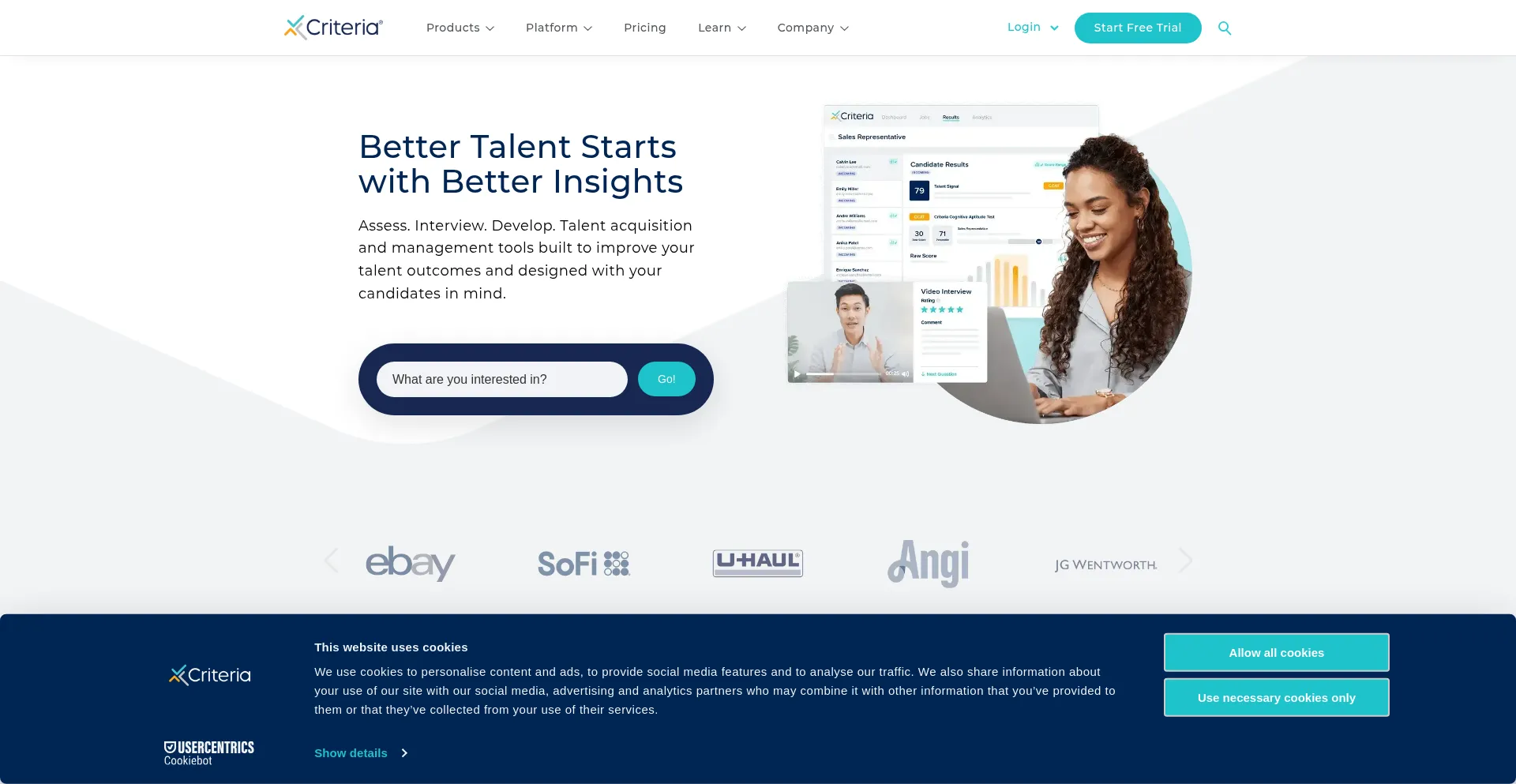 Website screenshot of Criteriacorp.com