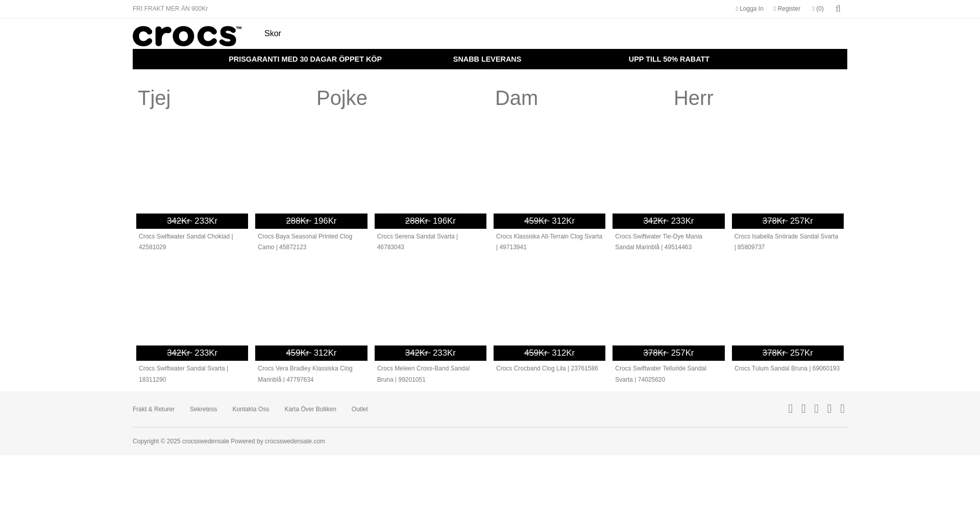 Website screenshot of Crocsswedensale.com