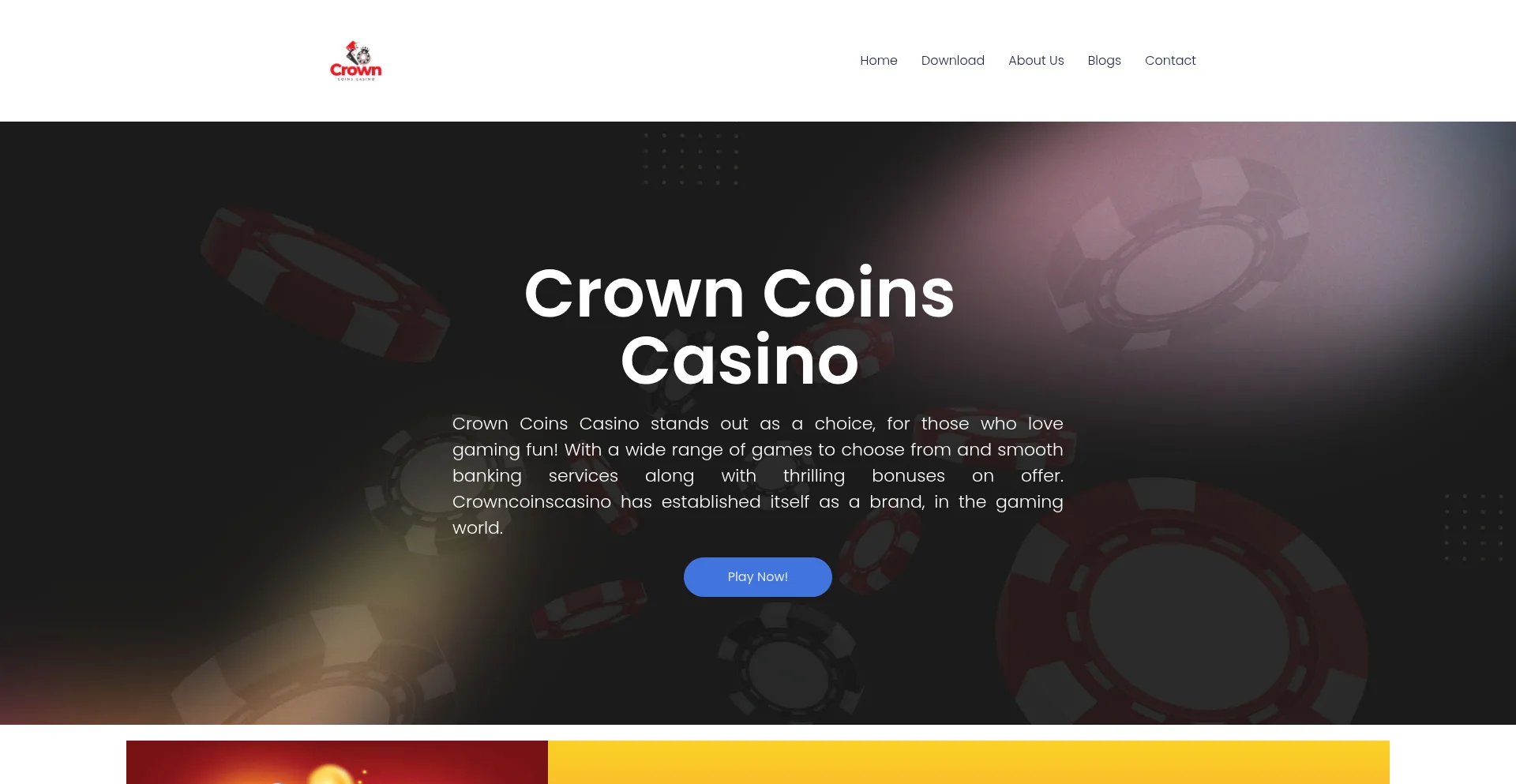 Website screenshot of Crowncoinscasino.net