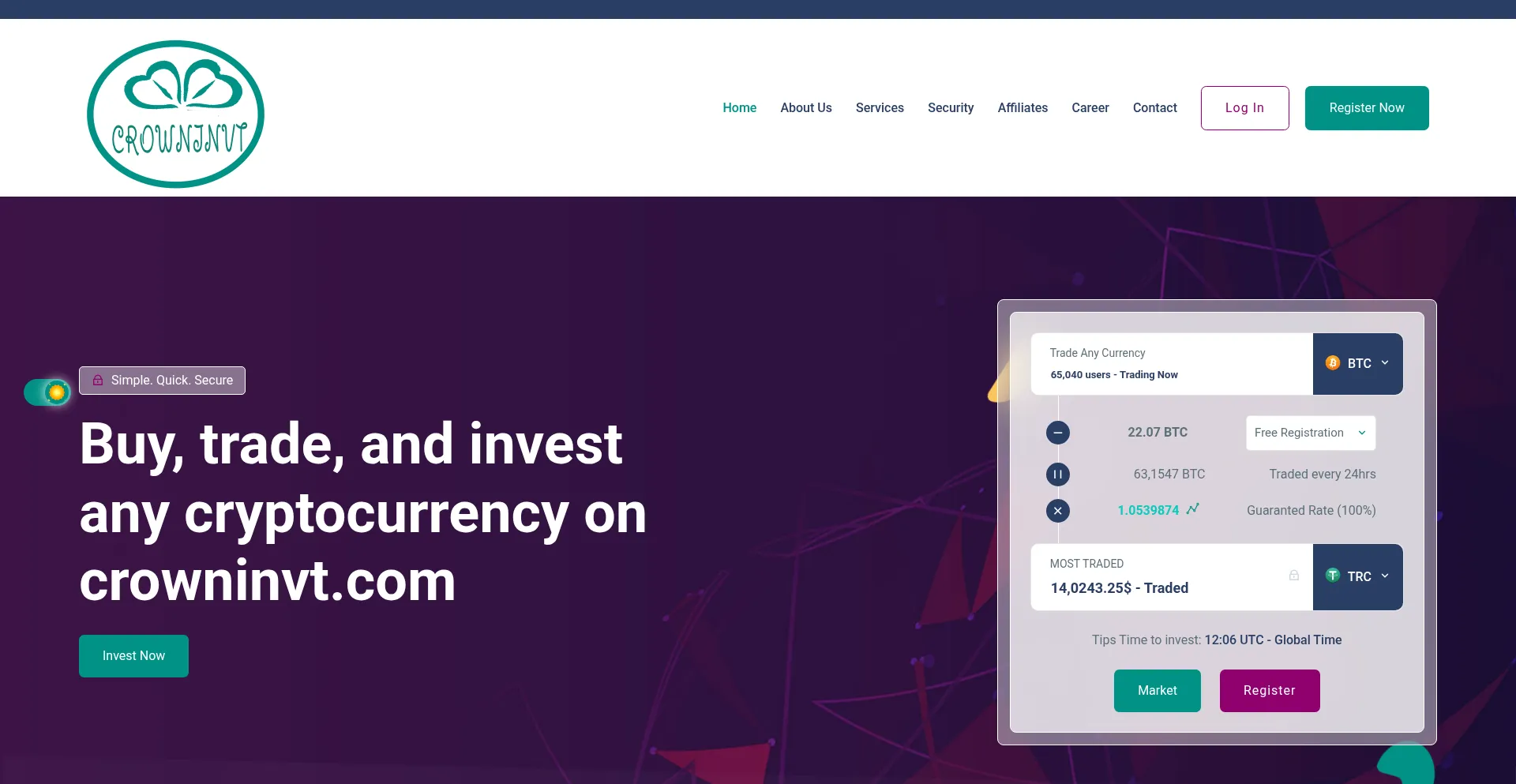 Website screenshot of Crowninvt.com