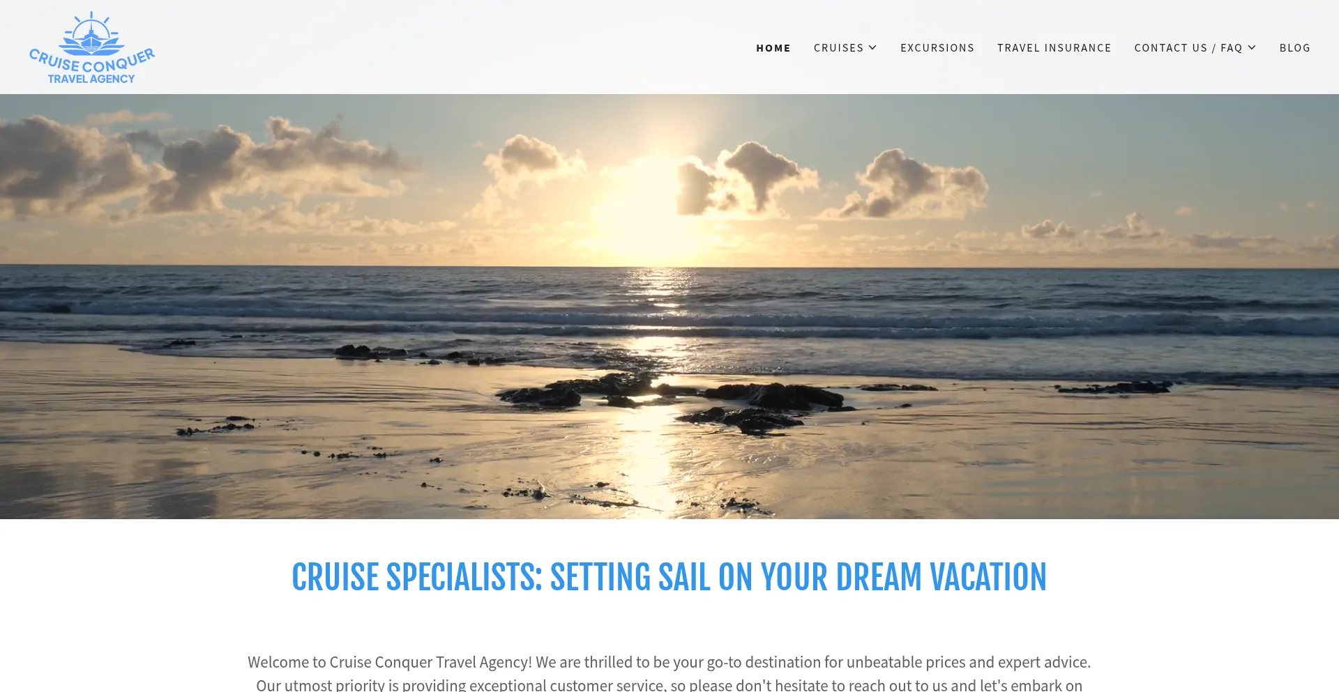 Website screenshot of Cruiseconquer.com