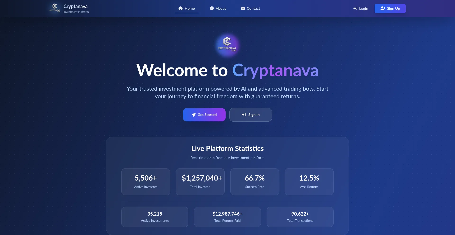 Website screenshot of Cryptanava.com