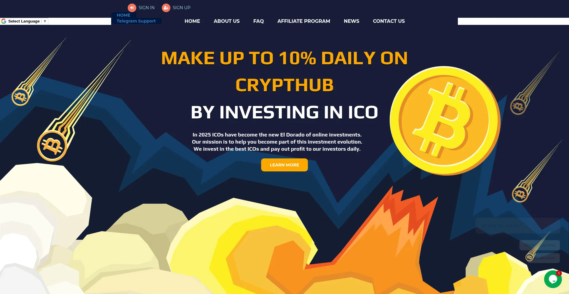 Website screenshot of Crypthub.info
