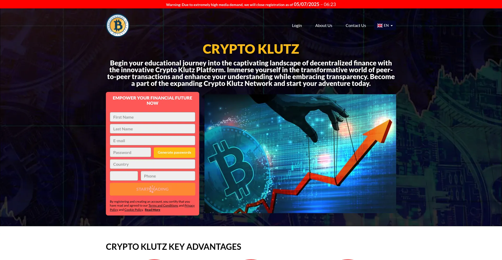 Website screenshot of Crypto-klutz-engine.com