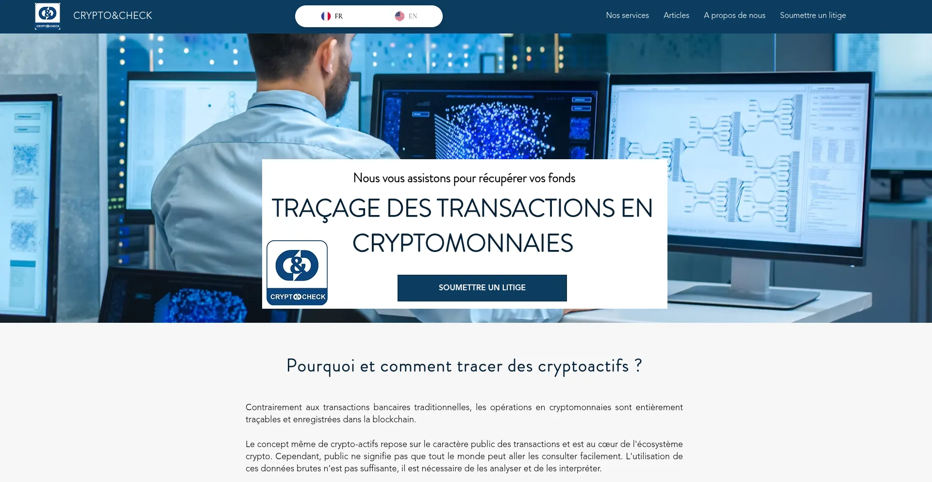 Website screenshot of Cryptoandcheck.com