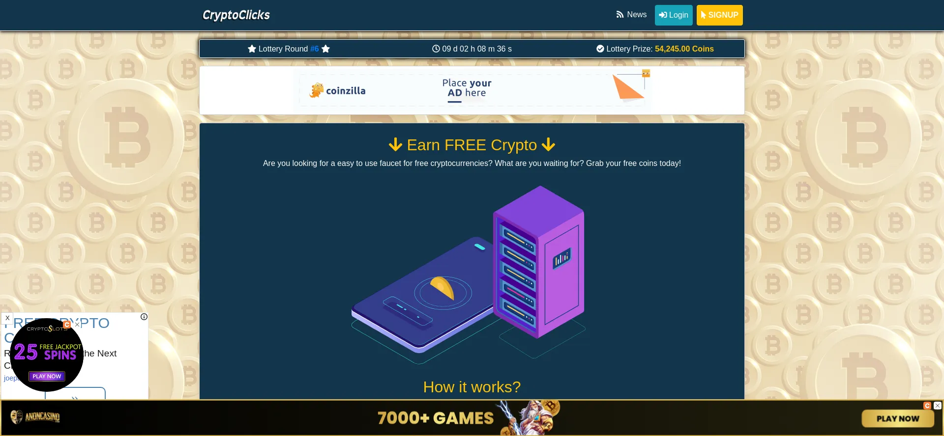 Website screenshot of Cryptoclicks.net