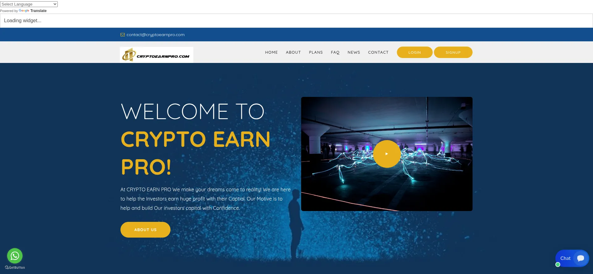 Website screenshot of Cryptoearnpro.com