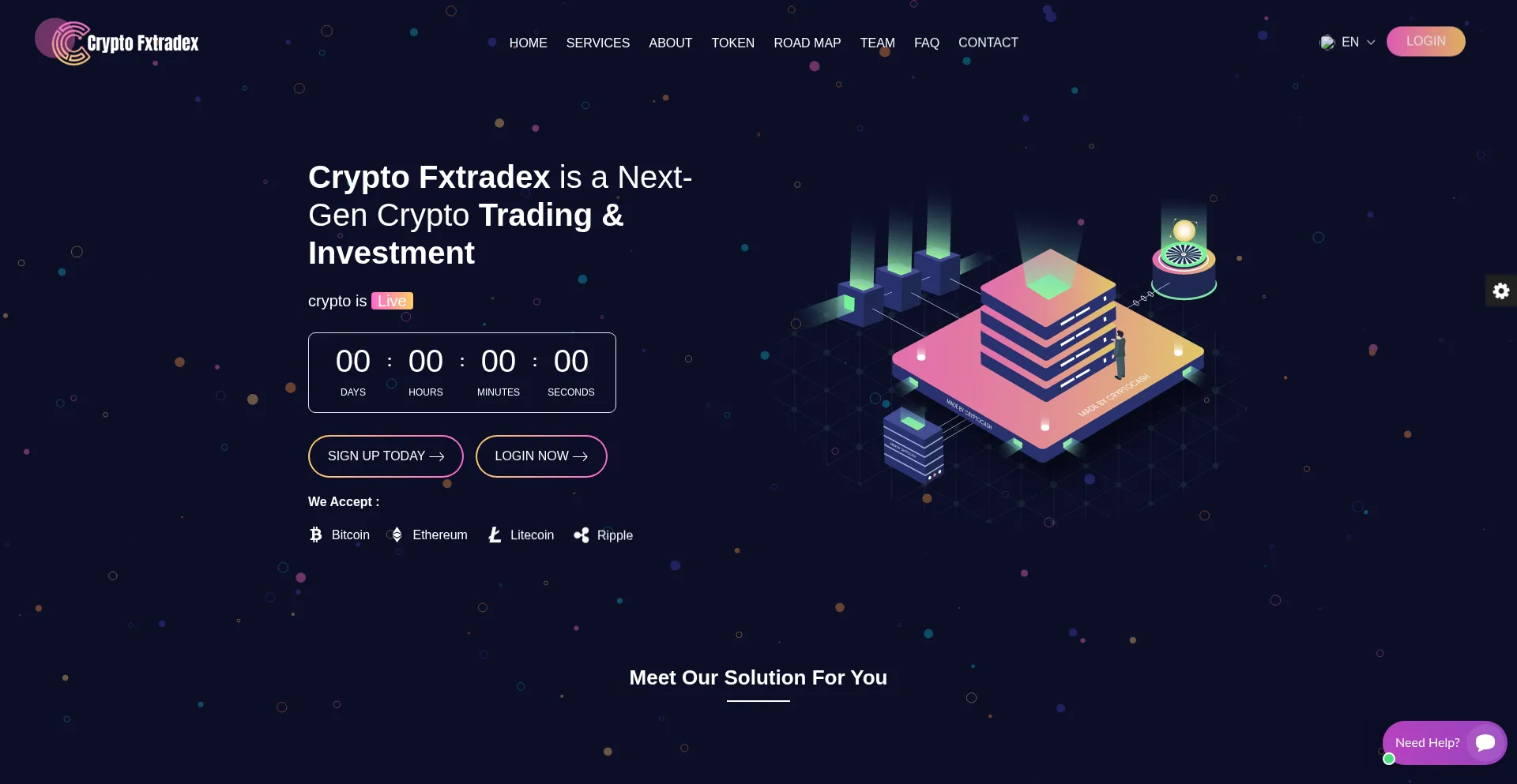 Website screenshot of Cryptofxtradex.org