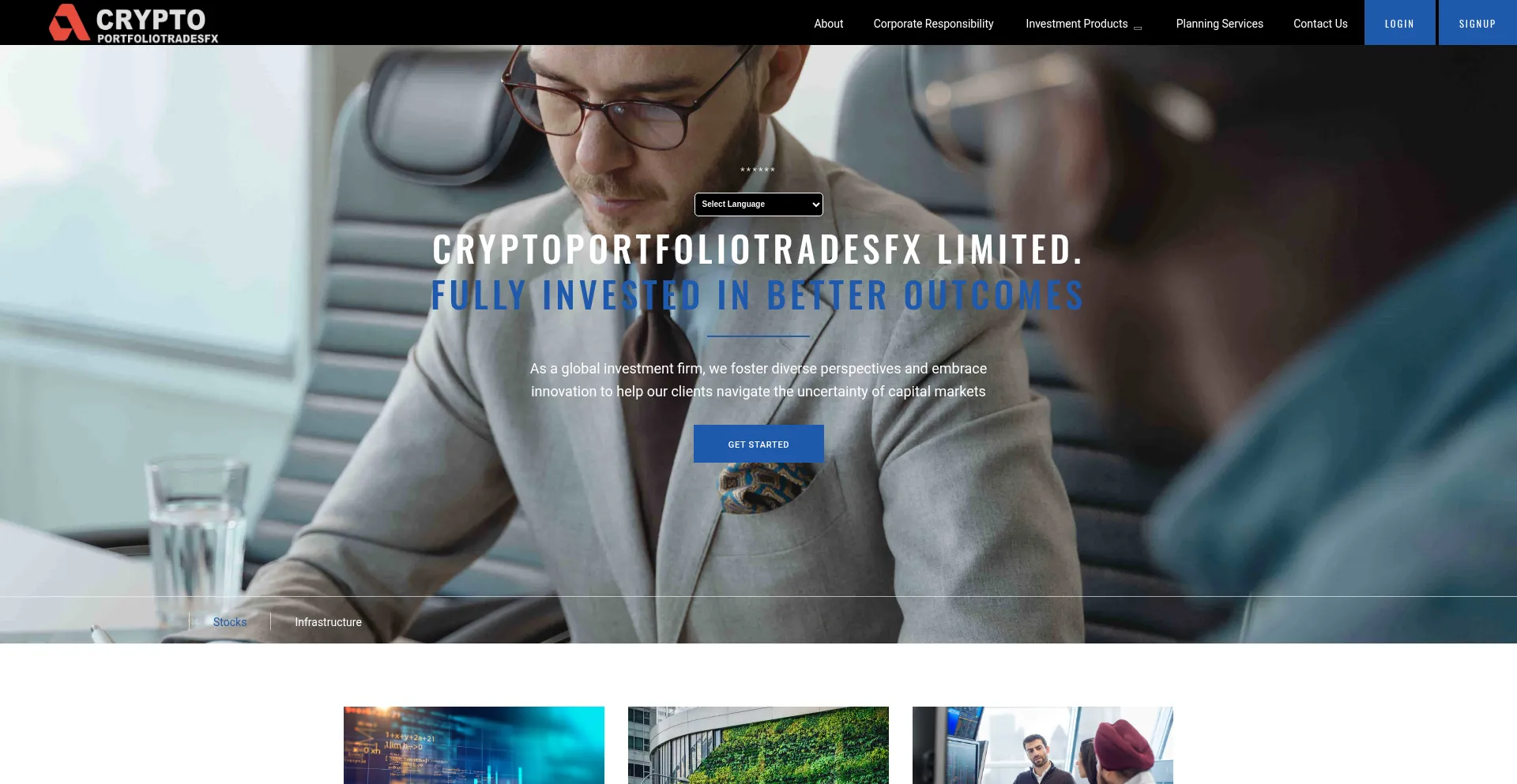 Website screenshot of Cryptoportfoliotradesfx.com