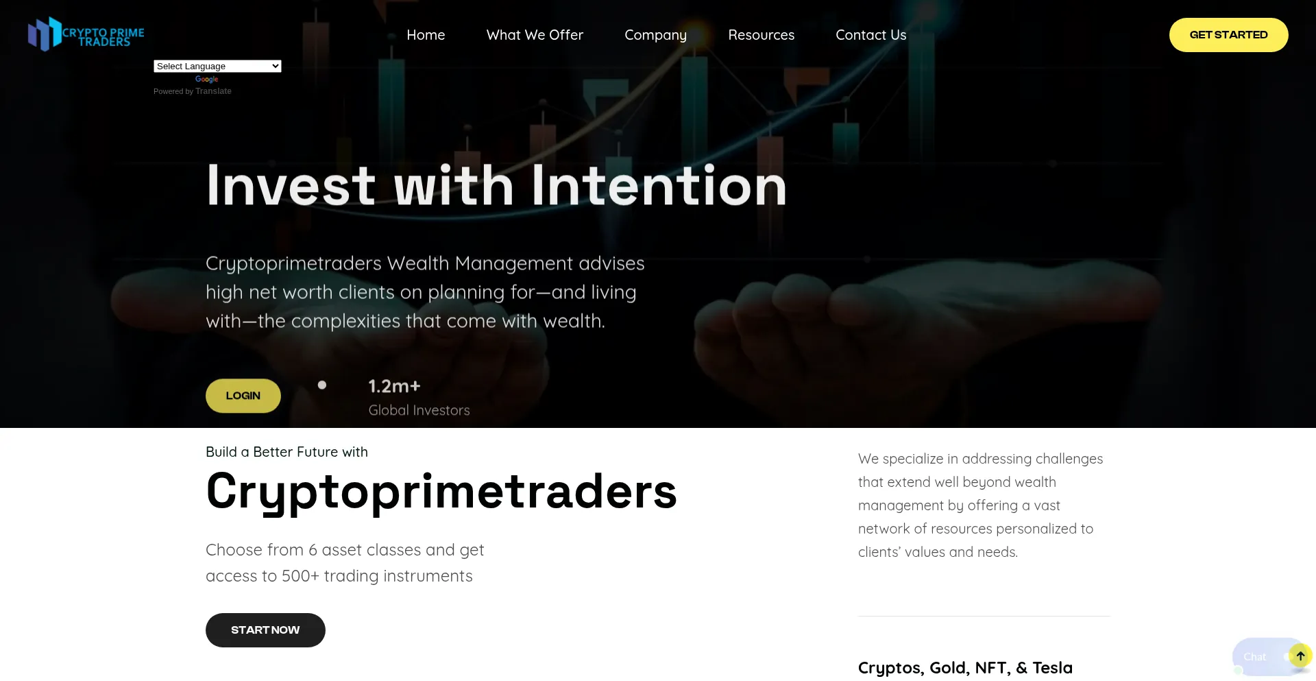 Website screenshot of Cryptoprimetraders.com