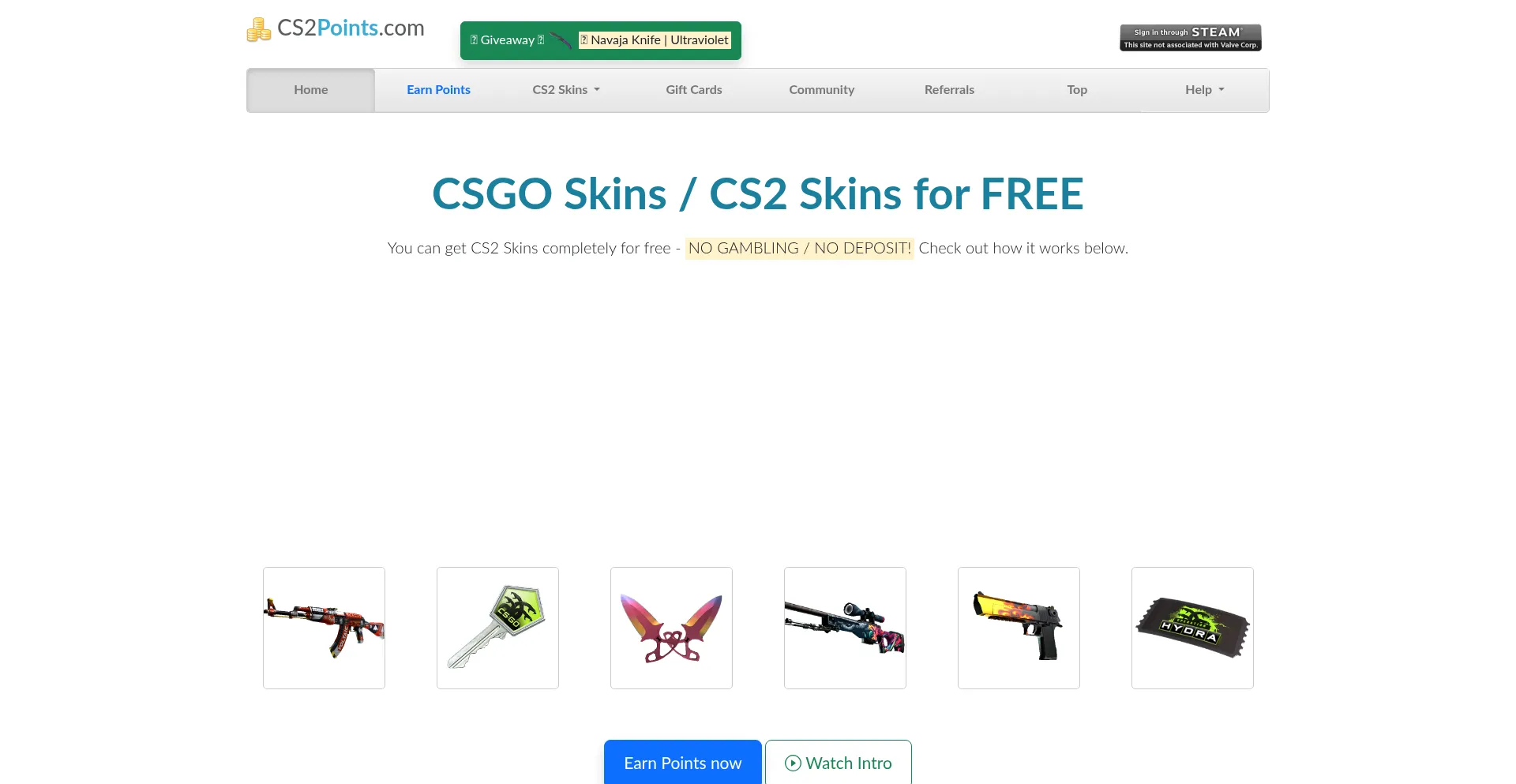 Website screenshot of Cs2points.com