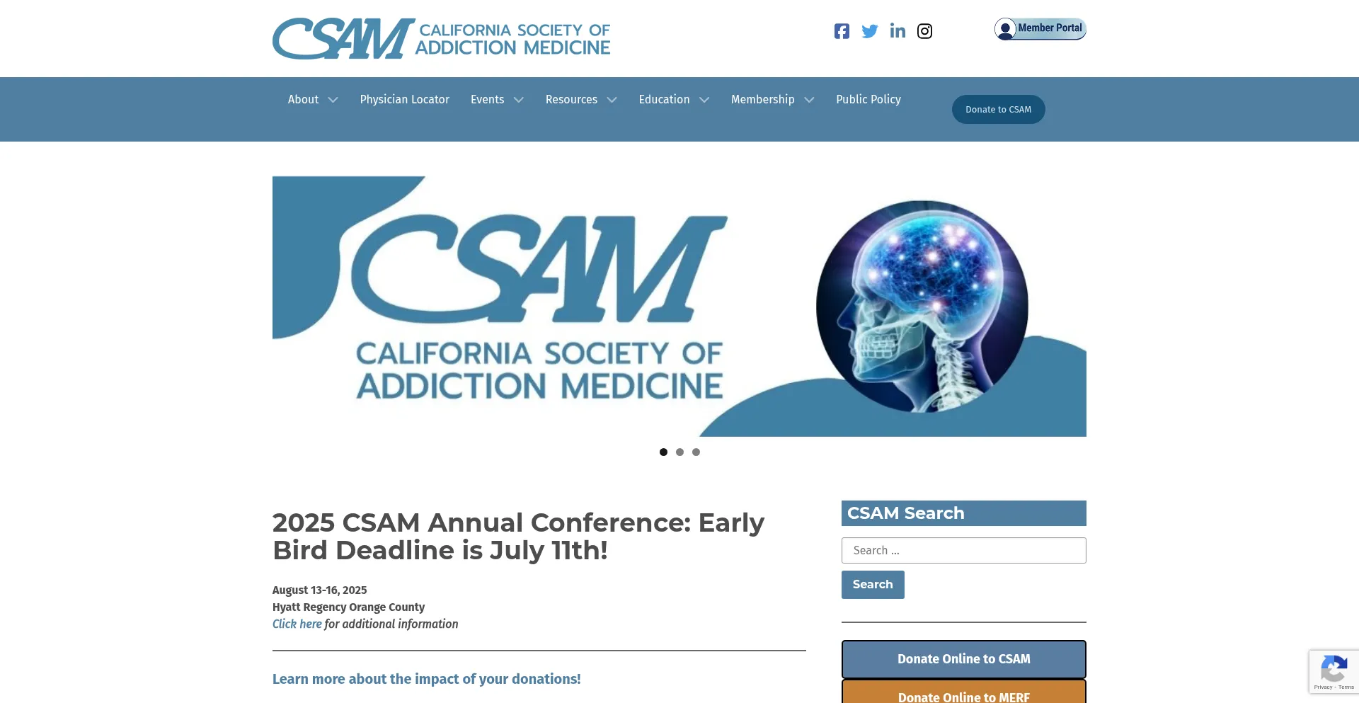 Website screenshot of Csam-asam.org