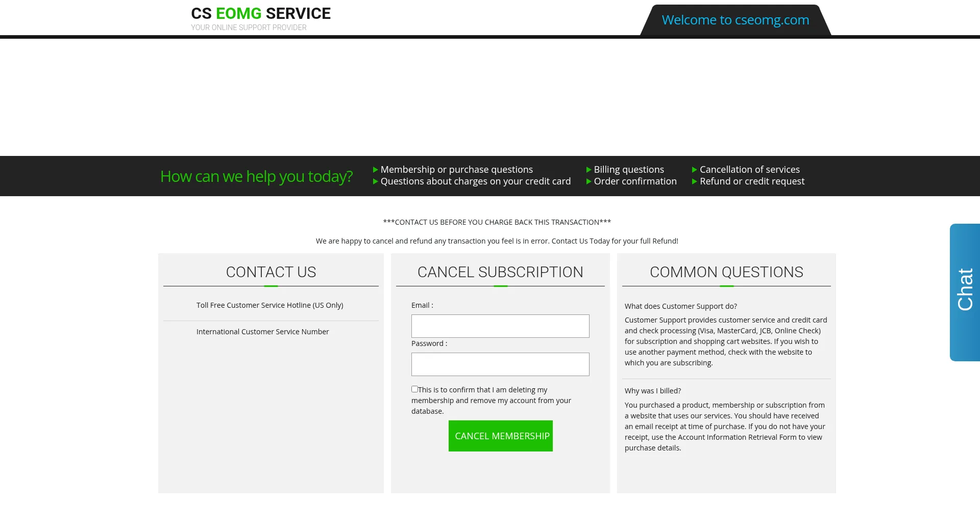 Website screenshot of Cseomg.com