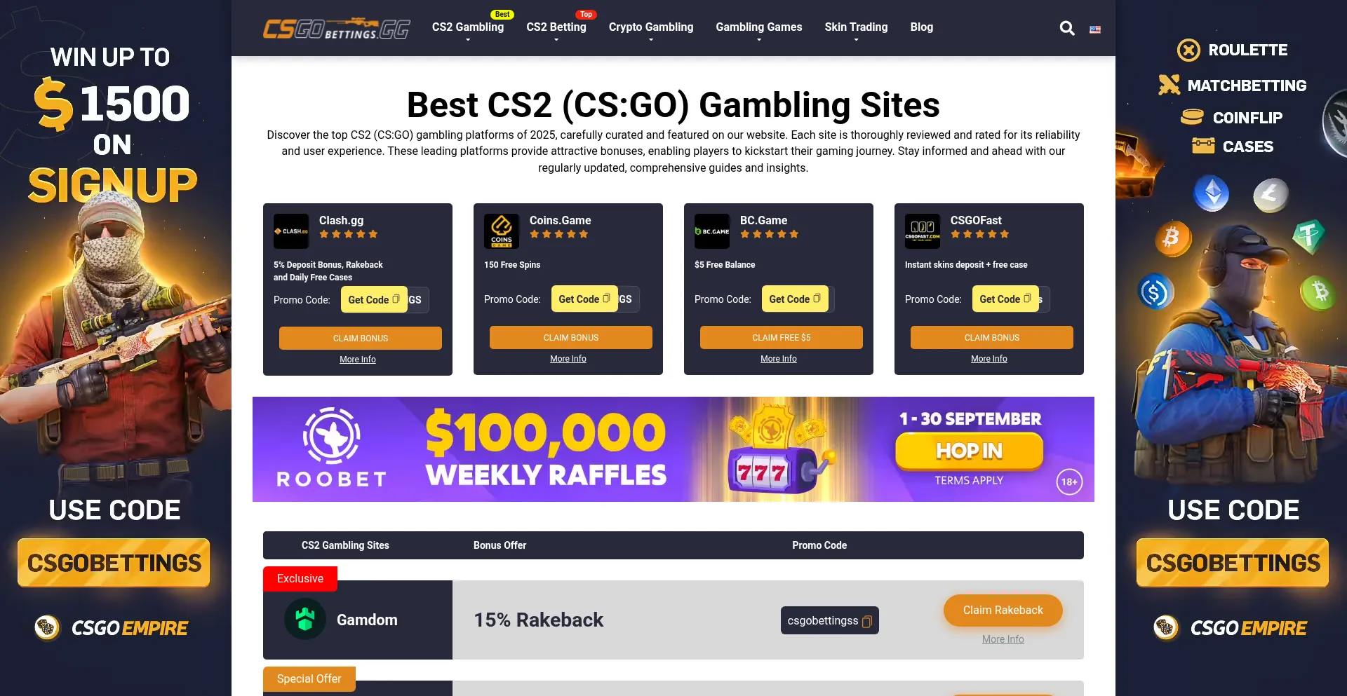 Website screenshot of Csgobettings.gg