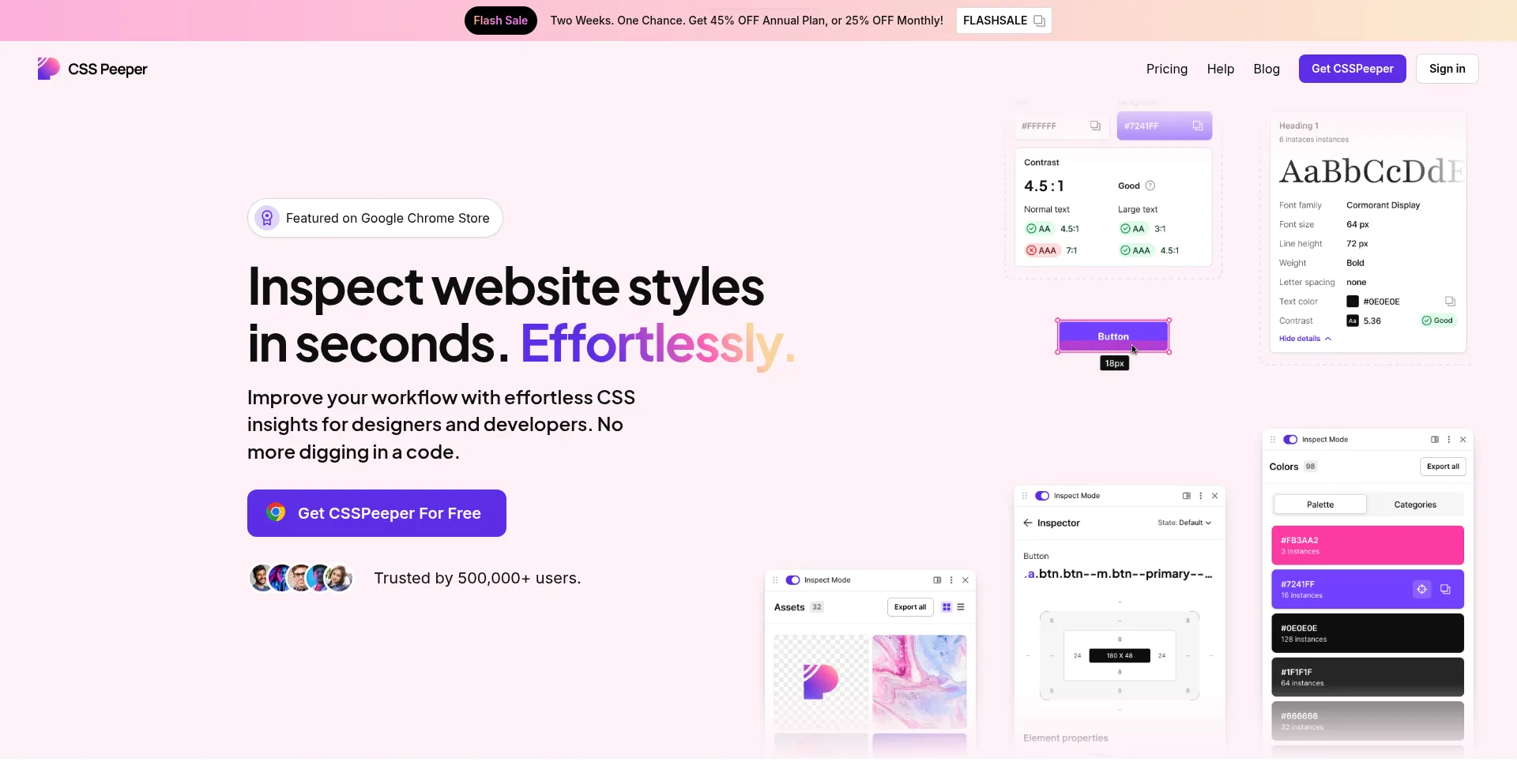 Website screenshot of Csspeeper.com
