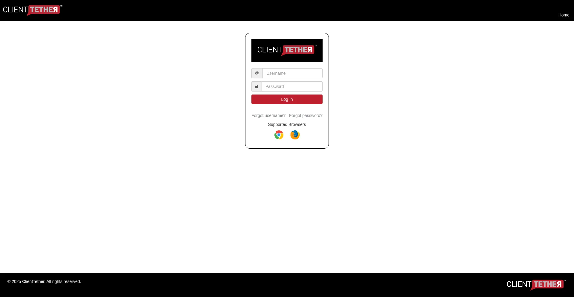 Website screenshot of Ct.clienttether.com