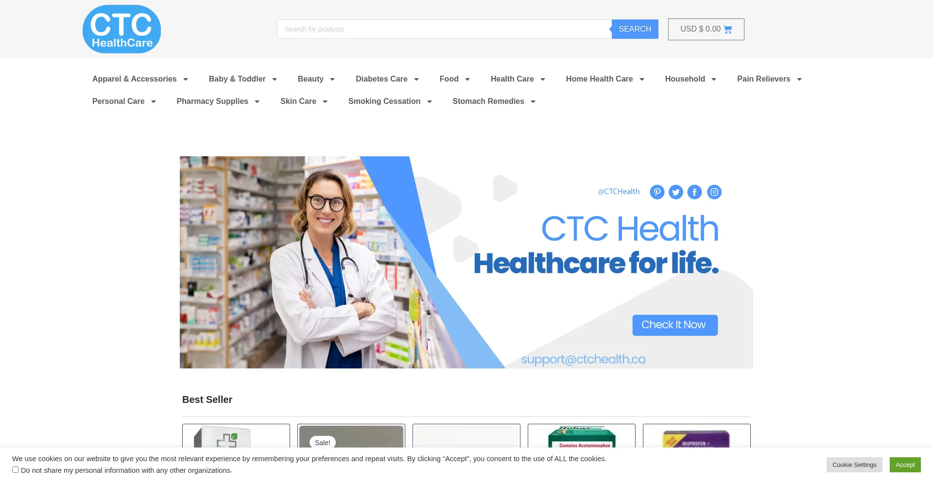 Website screenshot of Ctchealth.ca