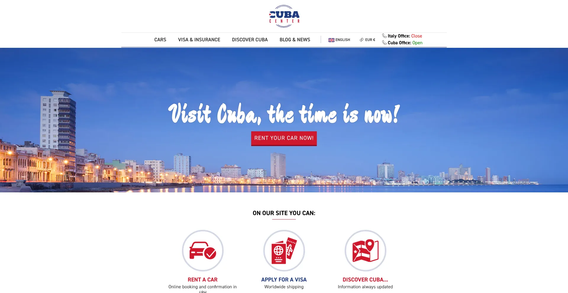 Website screenshot of Cubacenter.com