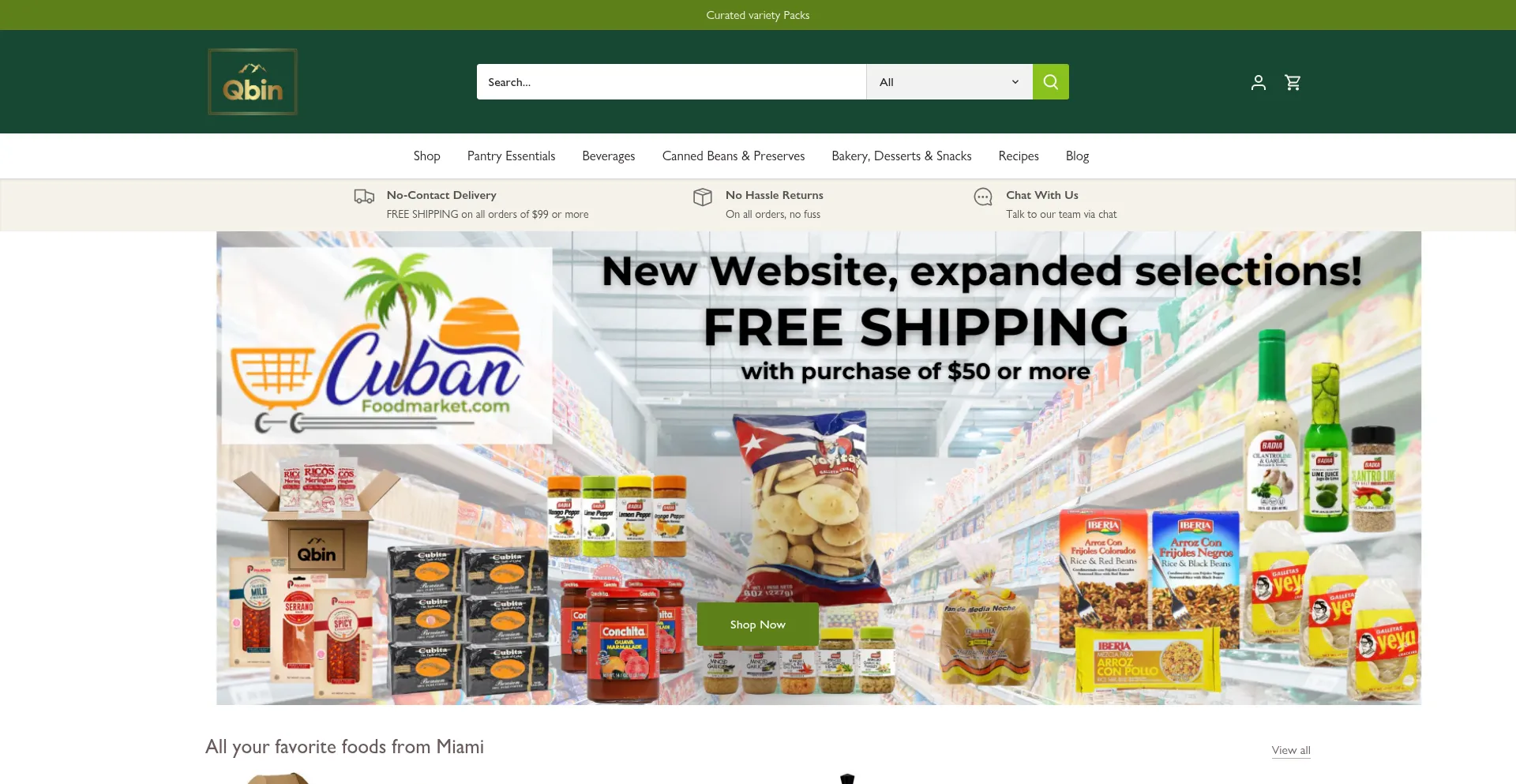 Website screenshot of Cubanfoodmarket.com