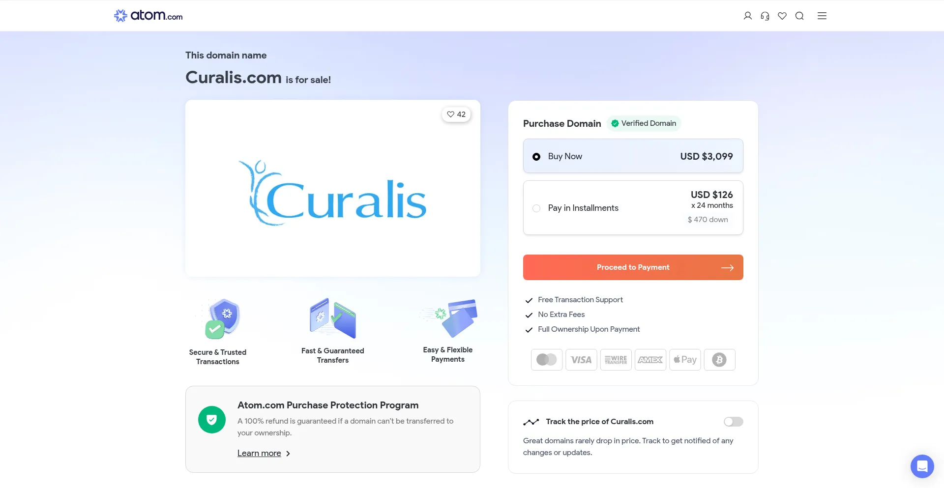 Website screenshot of Curalis.com