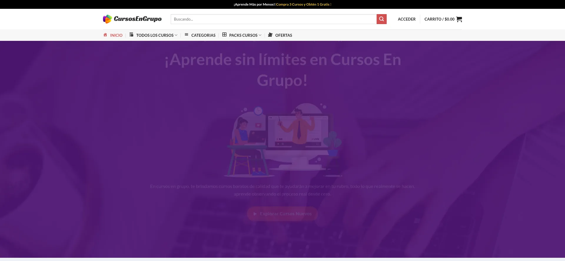 Website screenshot of Cursosengrupo.org