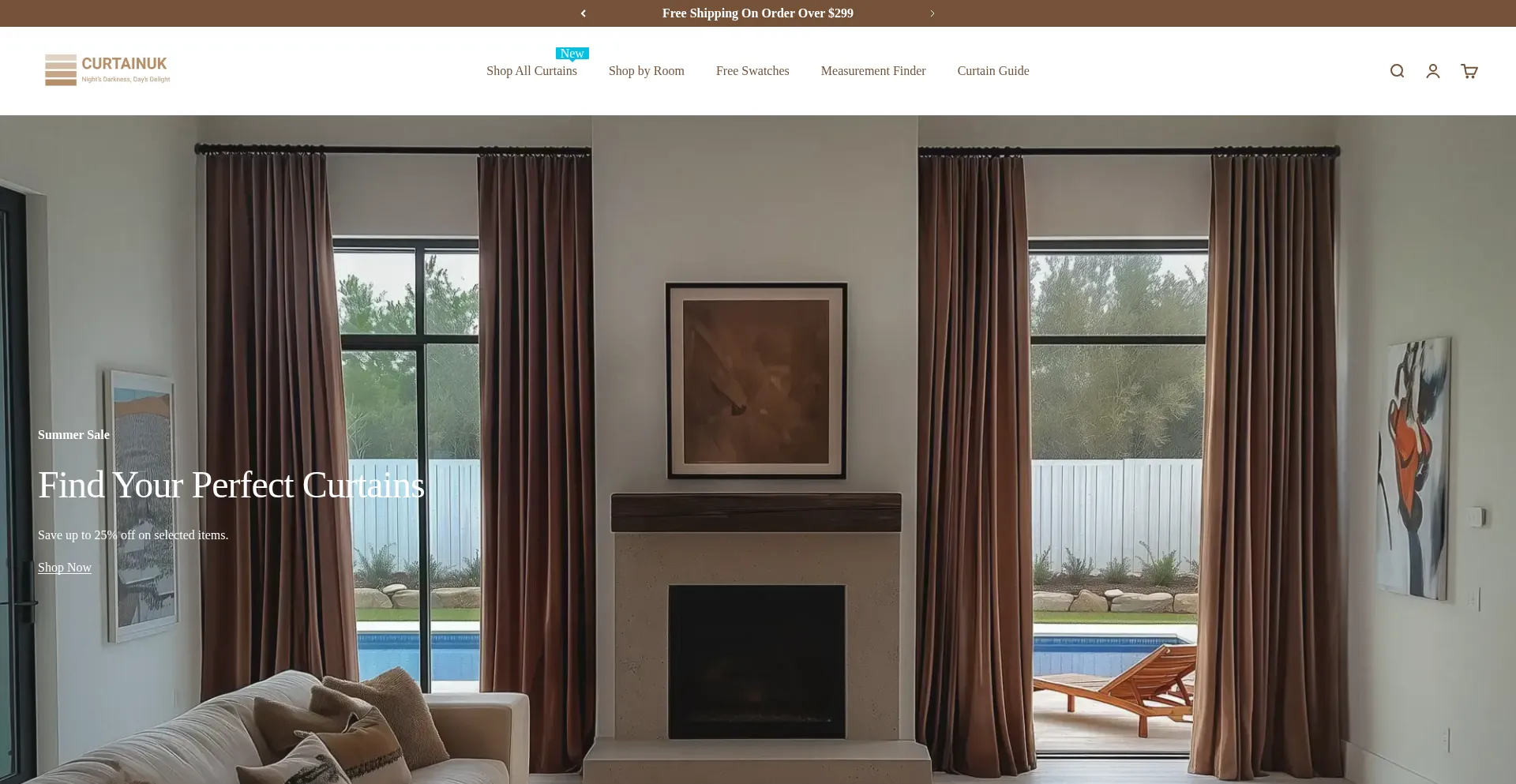 Website screenshot of Curtainuk.com