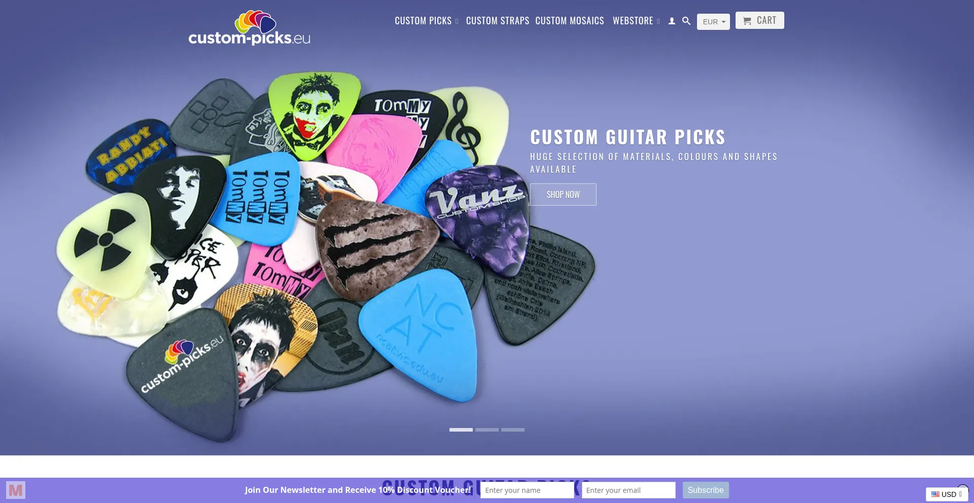 Website screenshot of Custom-picks.eu