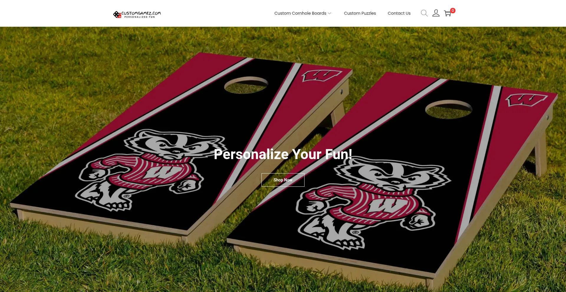 Website screenshot of Customgamez.com