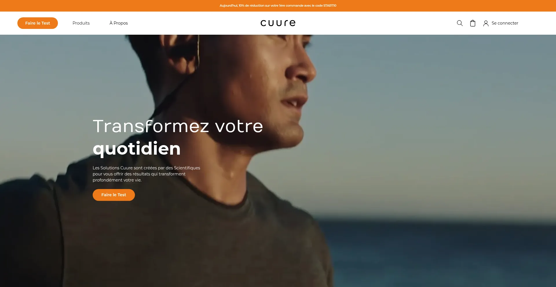 Website screenshot of Cuure.com