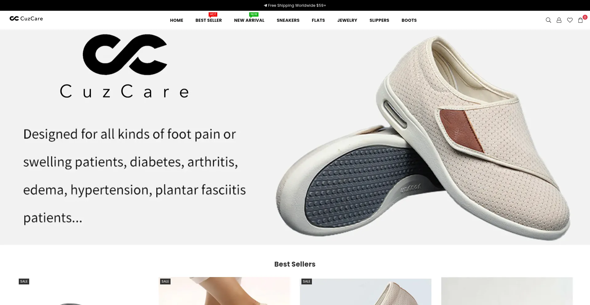 Website screenshot of Cuzcare.com