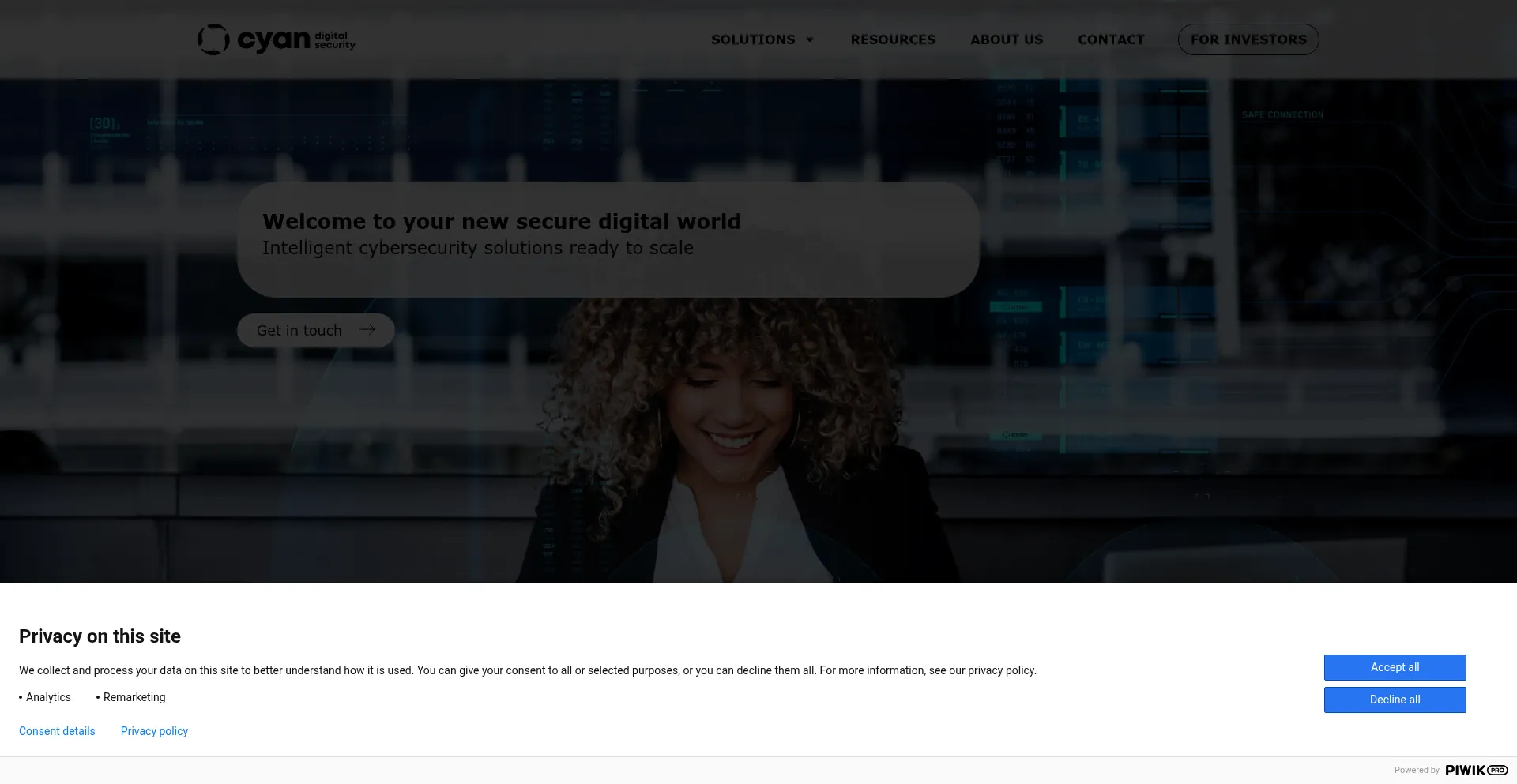 Website screenshot of Cyansecurity.com