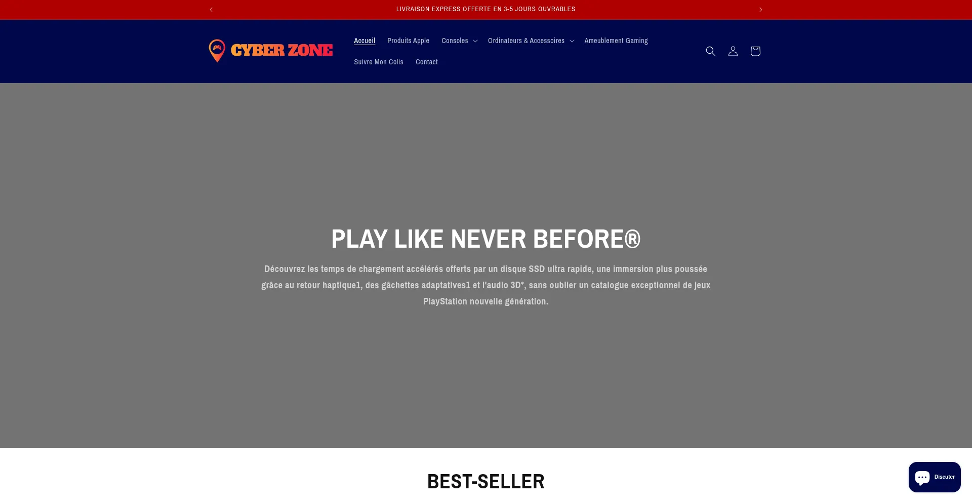 Website screenshot of Cyber-zone.fr