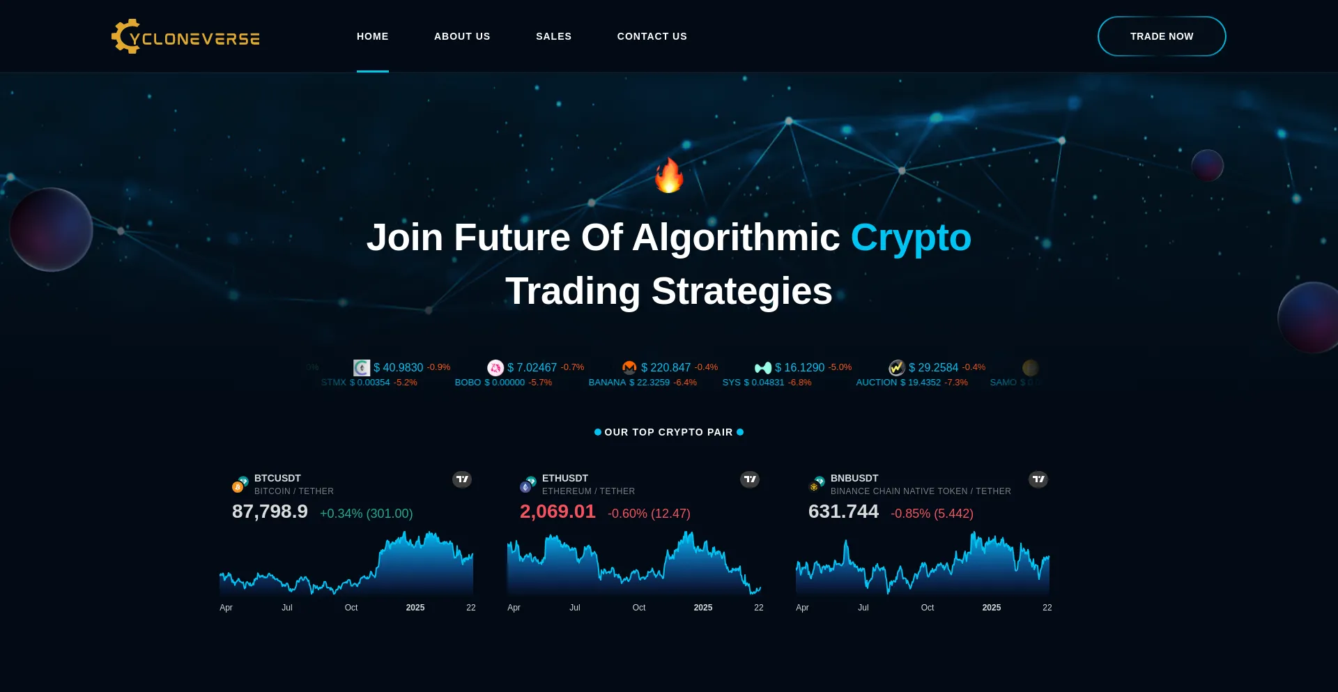 Website screenshot of Cyclonverse.com