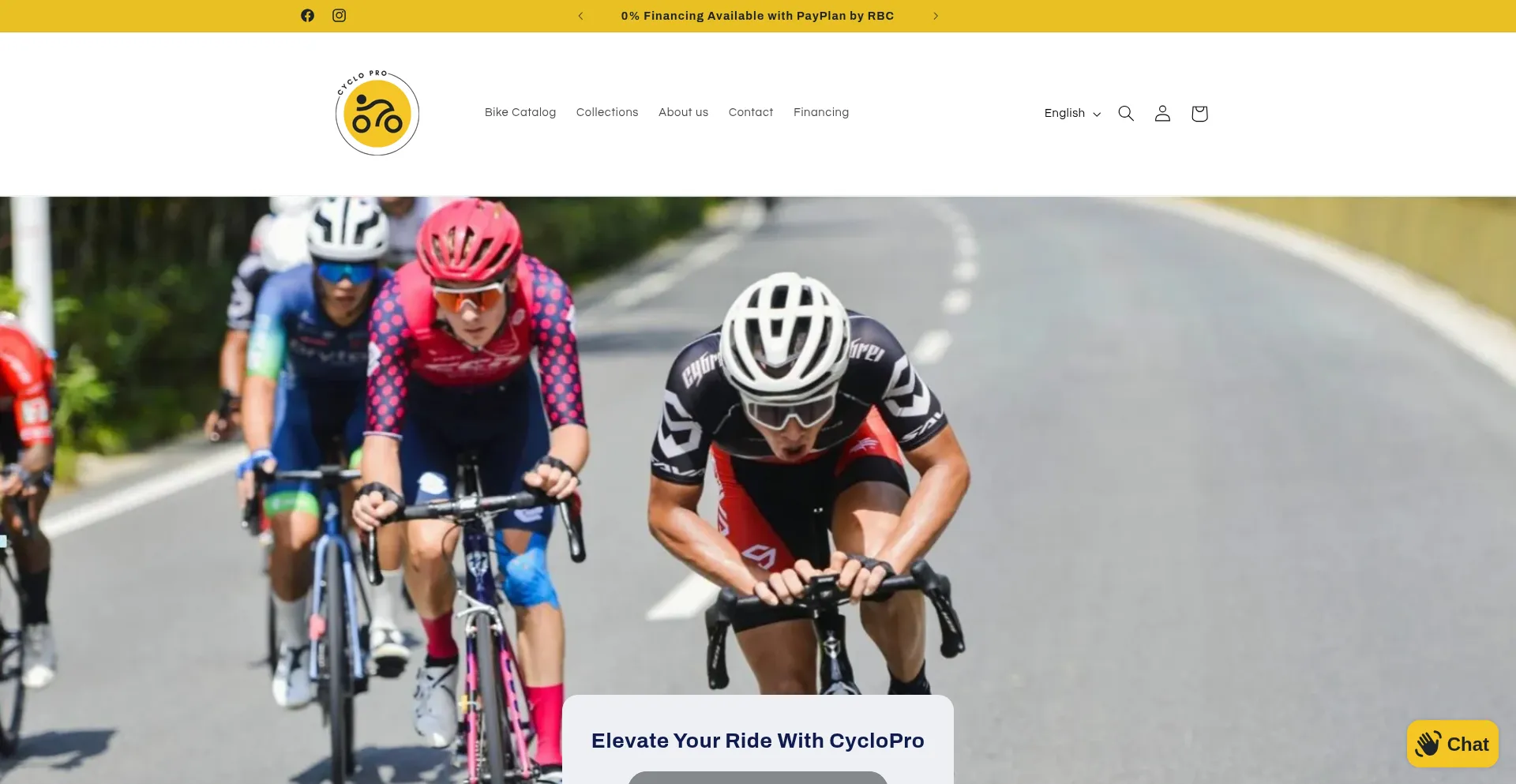 Website screenshot of Cyclopro.ca