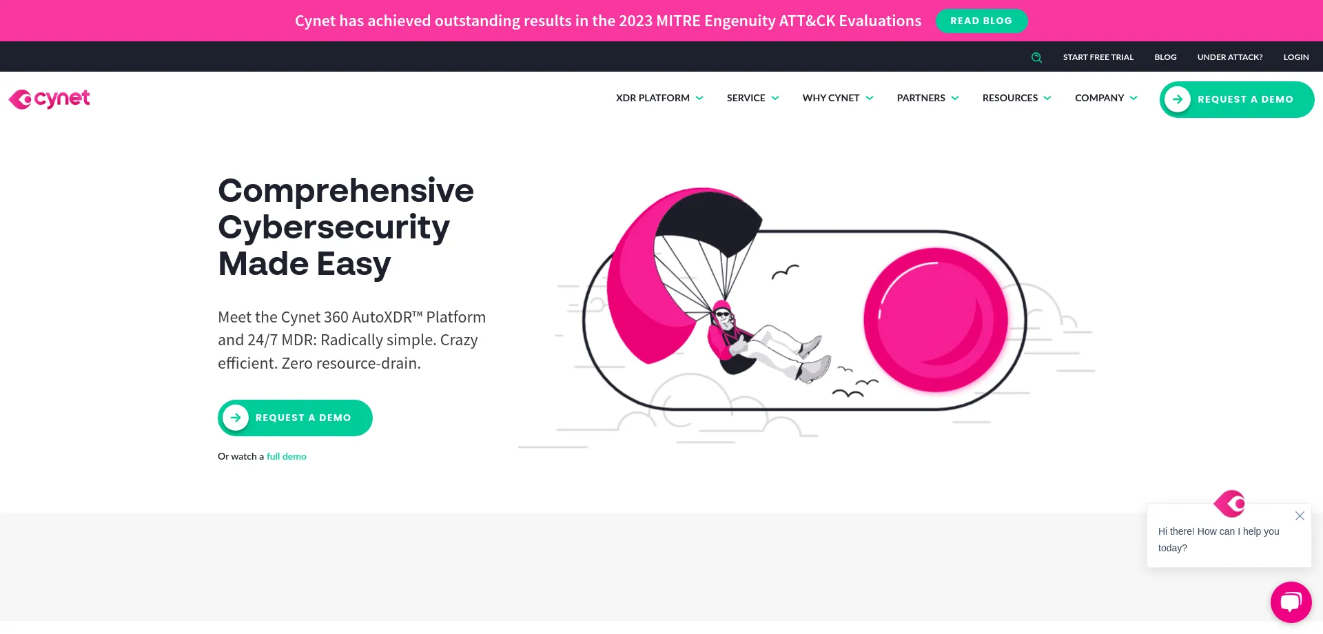 Website screenshot of Cynet.com