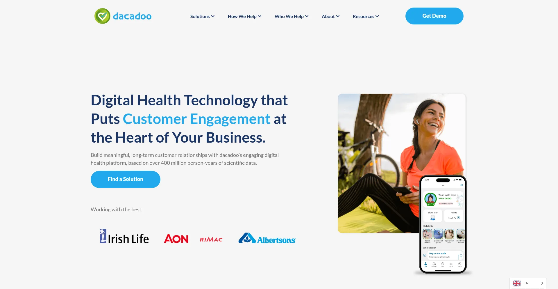 Website screenshot of Dacadoo.com